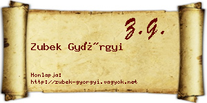 Zubek Györgyi névjegykártya